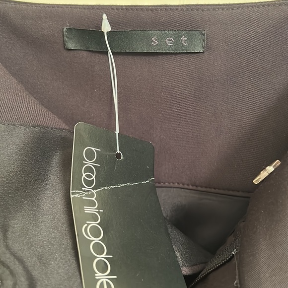 Set Women's black pencil skirt back slit size 4 polyester NWT Bloomingdales - Picture 9 of 12